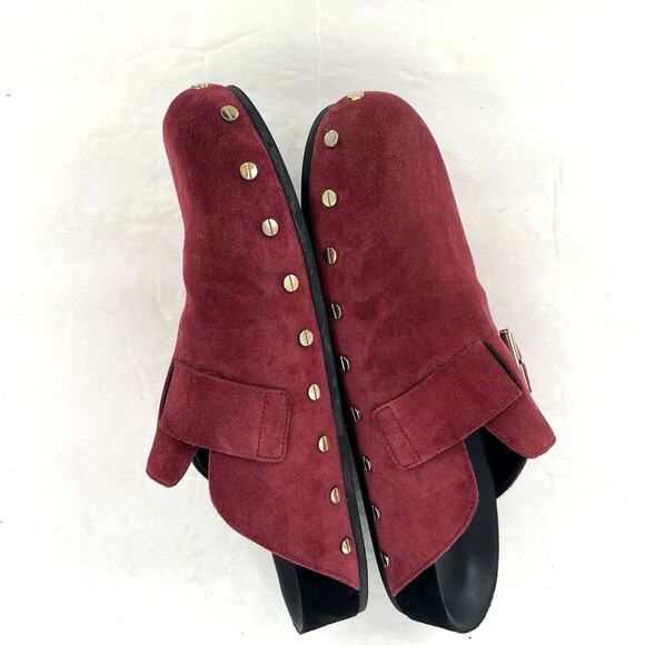 Veronica Beard Fern Suede Mule Clog Maroon Red Women's Size 9 - Picture 6 of 12